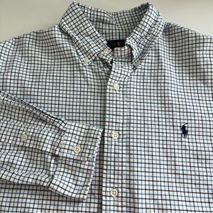 Ralph Lauren Men’s Custom Fit Blue Check Long Sleeve Button Down‎ Large